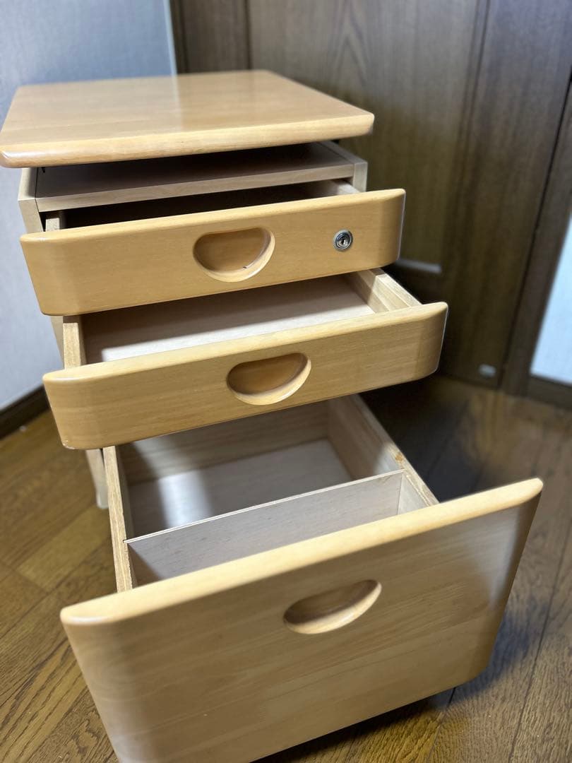 天板昇降式デスク用ワゴン　キャスター付き