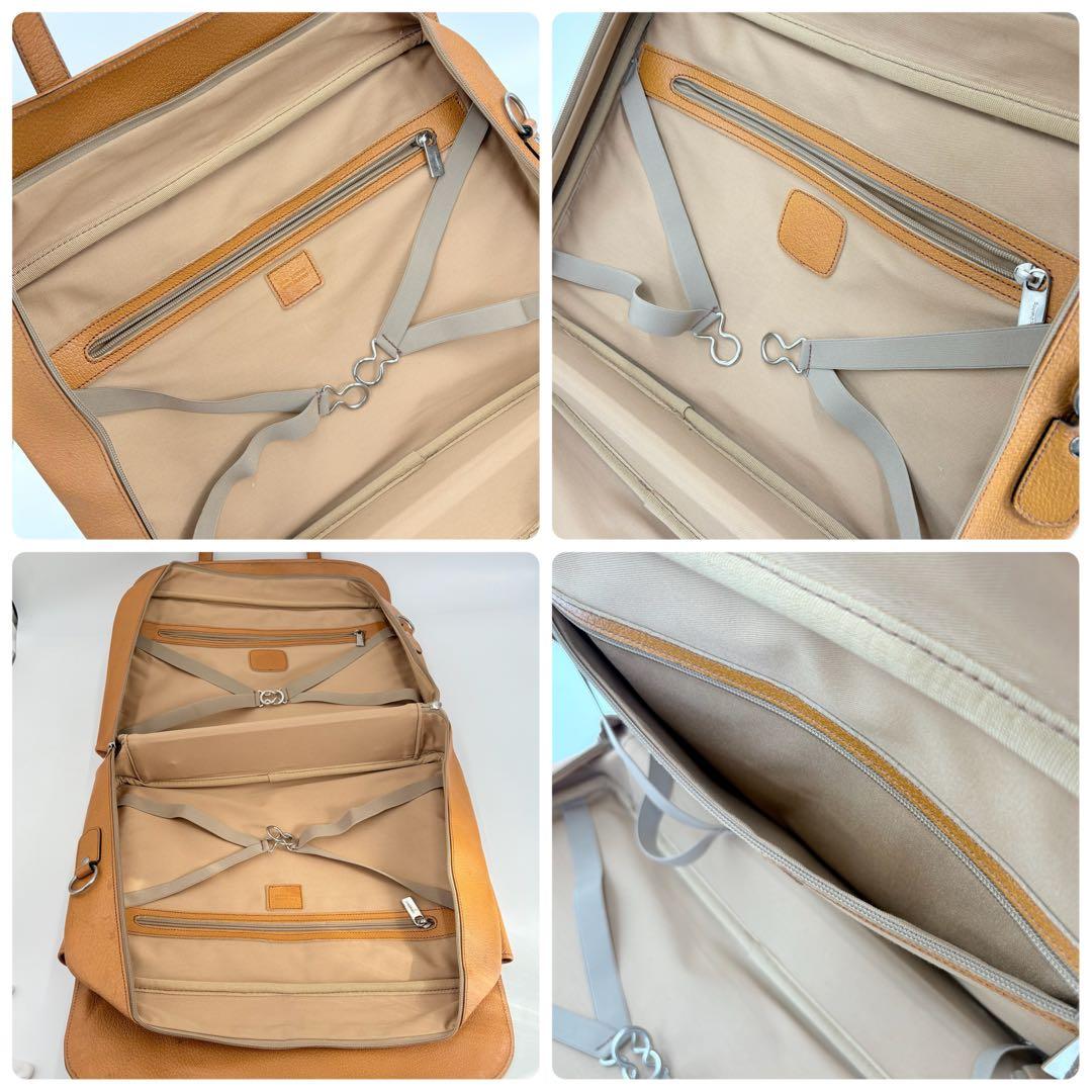 オロビアンコ ガーメントバッグ レザー×キャンバス キャメル スーツキャリー仕様