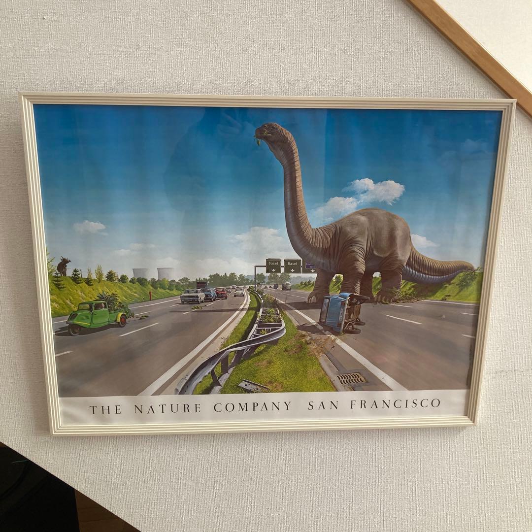恐竜　絵　アート　イラスト　額縁入り　ポスター　ハイウェイ　ダイナソー
