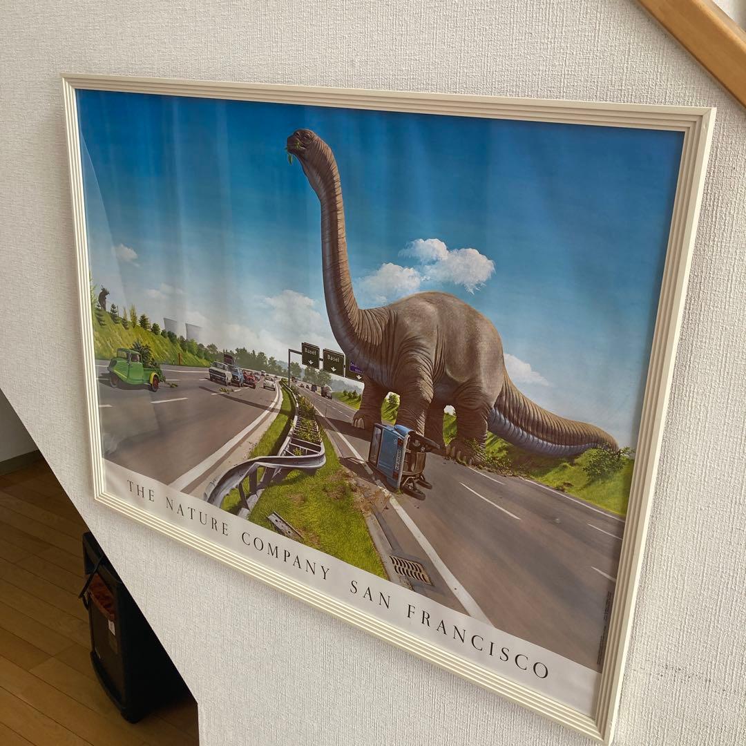 恐竜　絵　アート　イラスト　額縁入り　ポスター　ハイウェイ　ダイナソー
