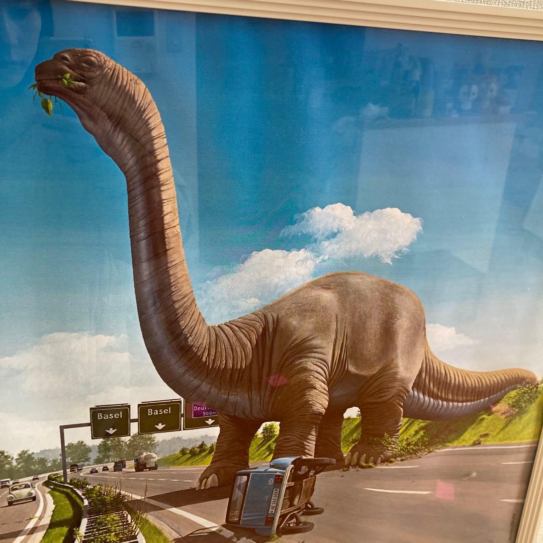 恐竜　絵　アート　イラスト　額縁入り　ポスター　ハイウェイ　ダイナソー