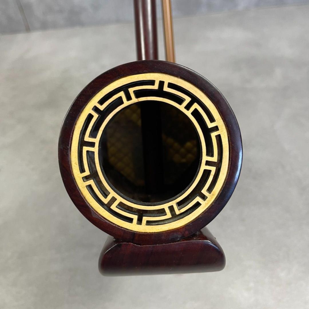 希少　万建平 製　北京二胡　天然皮　檀木精品　蛇皮　べっ甲