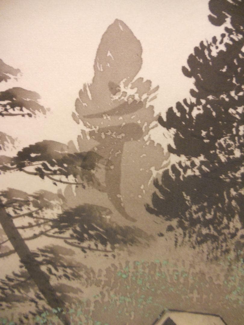 掛け軸 北彩 『 五尊仏山水 』 絹本 希少 軸装 茶道具 掛軸 美品 です。