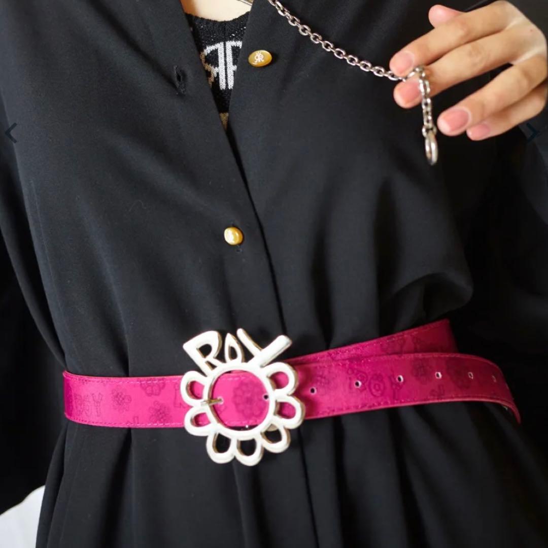 LiSA ROY フラワーバックルベルト ピンク