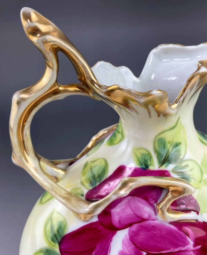 オールドニッポン ２３㎝ アールヌーボー様式 薔薇紋 花瓶 バラ ばら 水差し