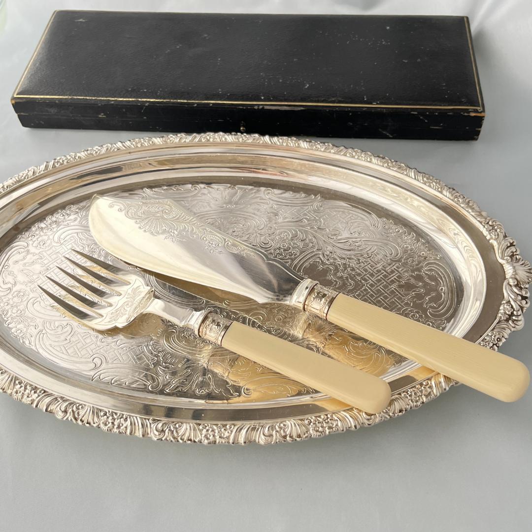 【John Biggi】 ビクトリアンのサーバー ペア【純銀継手】 1921年