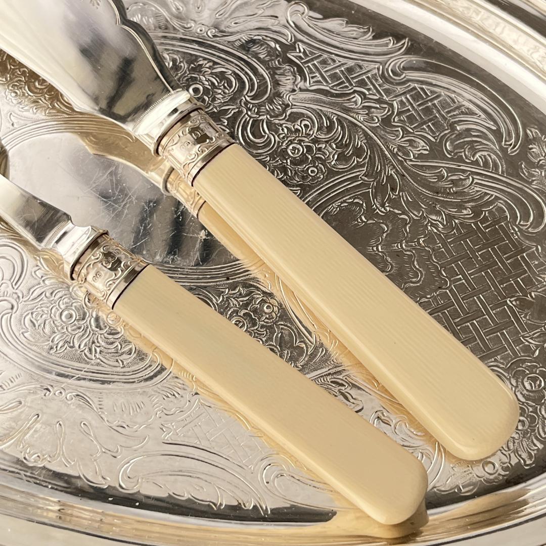 【John Biggi】 ビクトリアンのサーバー ペア【純銀継手】 1921年