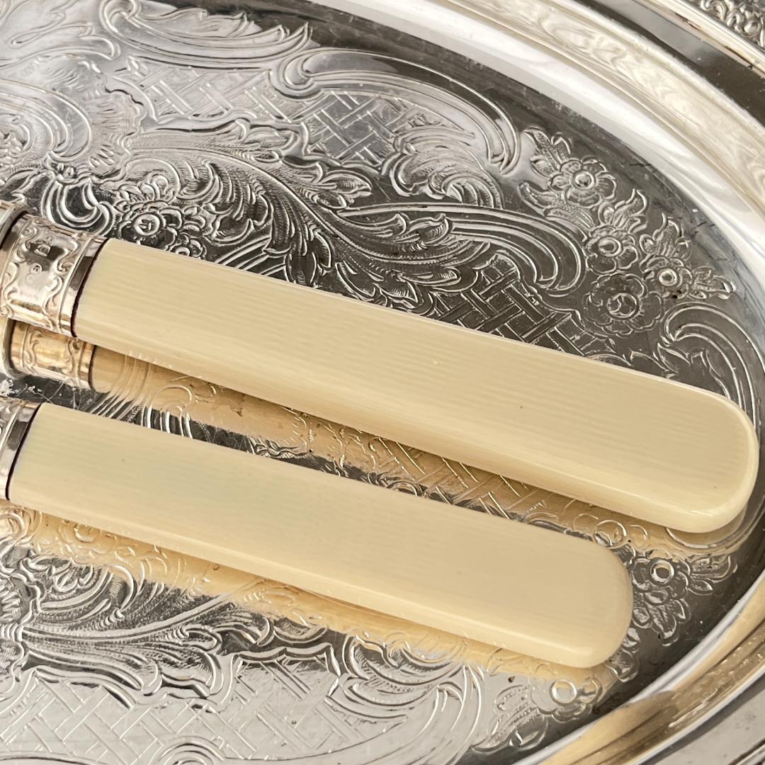 【John Biggi】 ビクトリアンのサーバー ペア【純銀継手】 1921年