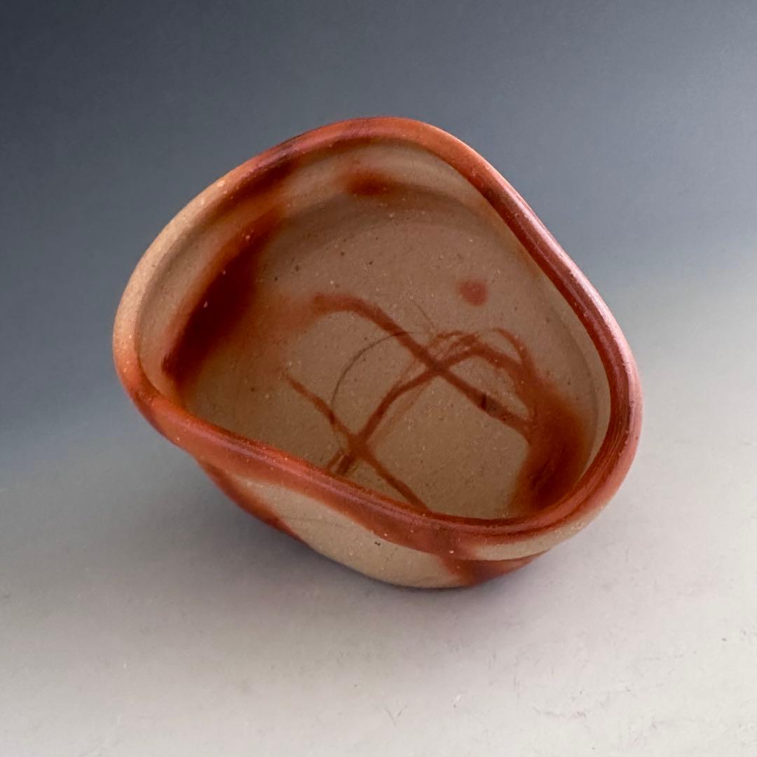 茶道具　備前焼　緋襷　沓形　茶碗　伊勢崎競　共箱　陶芸　茶会　稽古　薄茶　抹茶