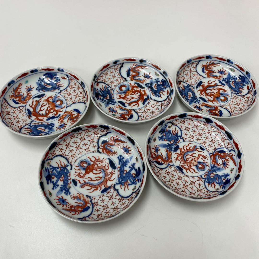 【骨董品】 手描き　色絵　小皿　萬暦年製　アンティーク　5枚皿セット