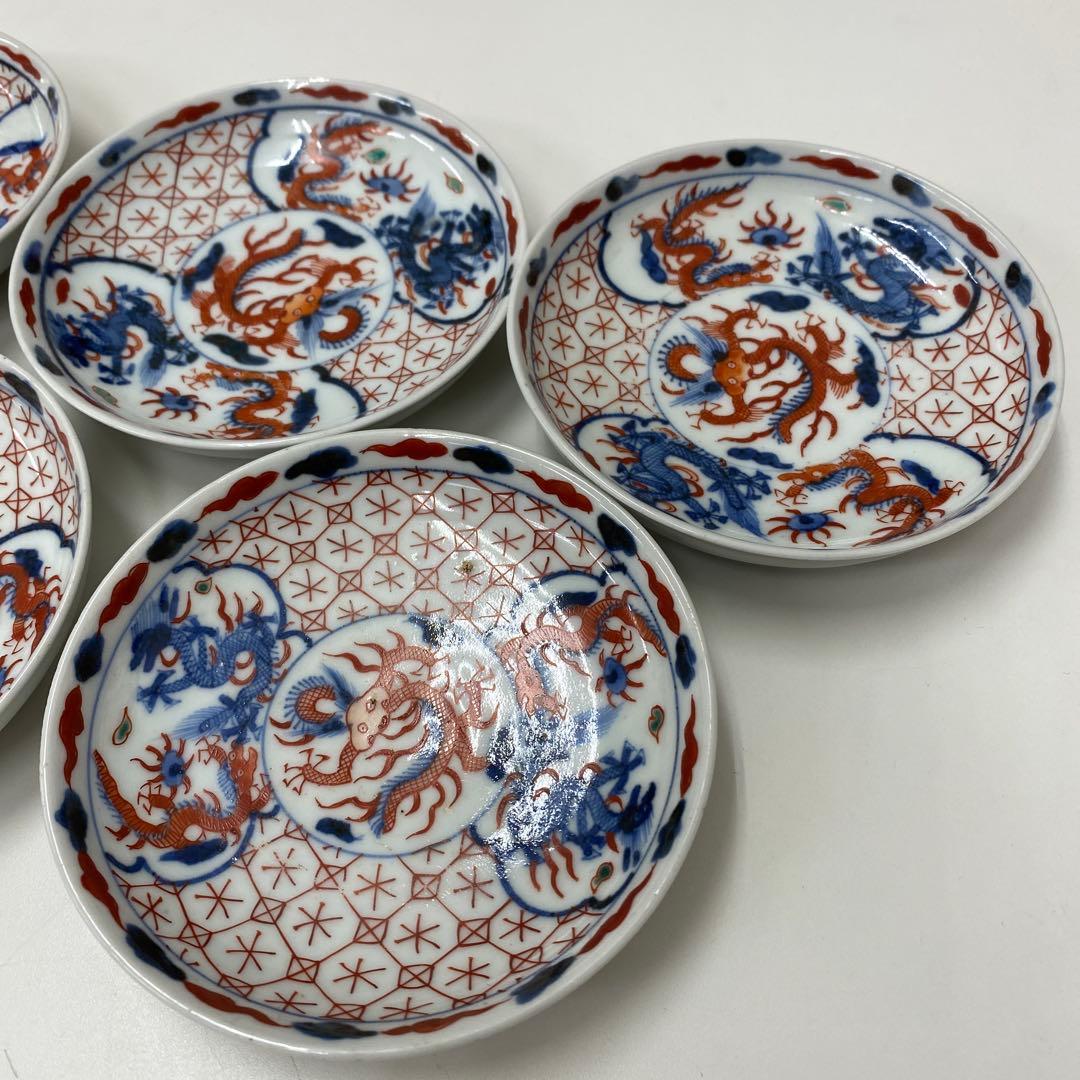 【骨董品】 手描き　色絵　小皿　萬暦年製　アンティーク　5枚皿セット