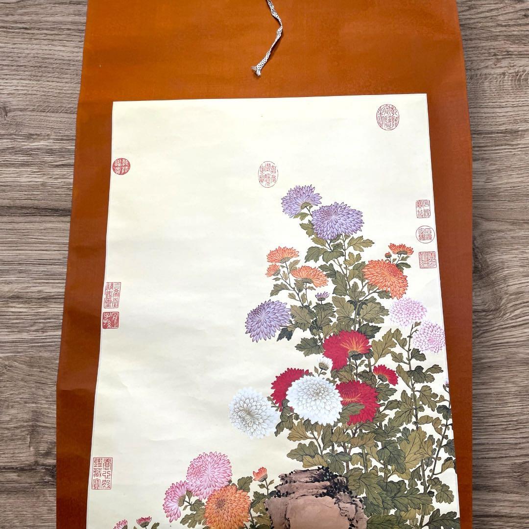 蔵出し　古美術　宮廷画家　清鄒一桂掛け軸　菊花鄒一桂(1688年-1772年)