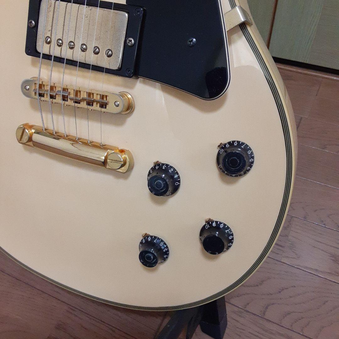 渋色　Burny レスポールエレキギター アイボリー　タッチペンあり