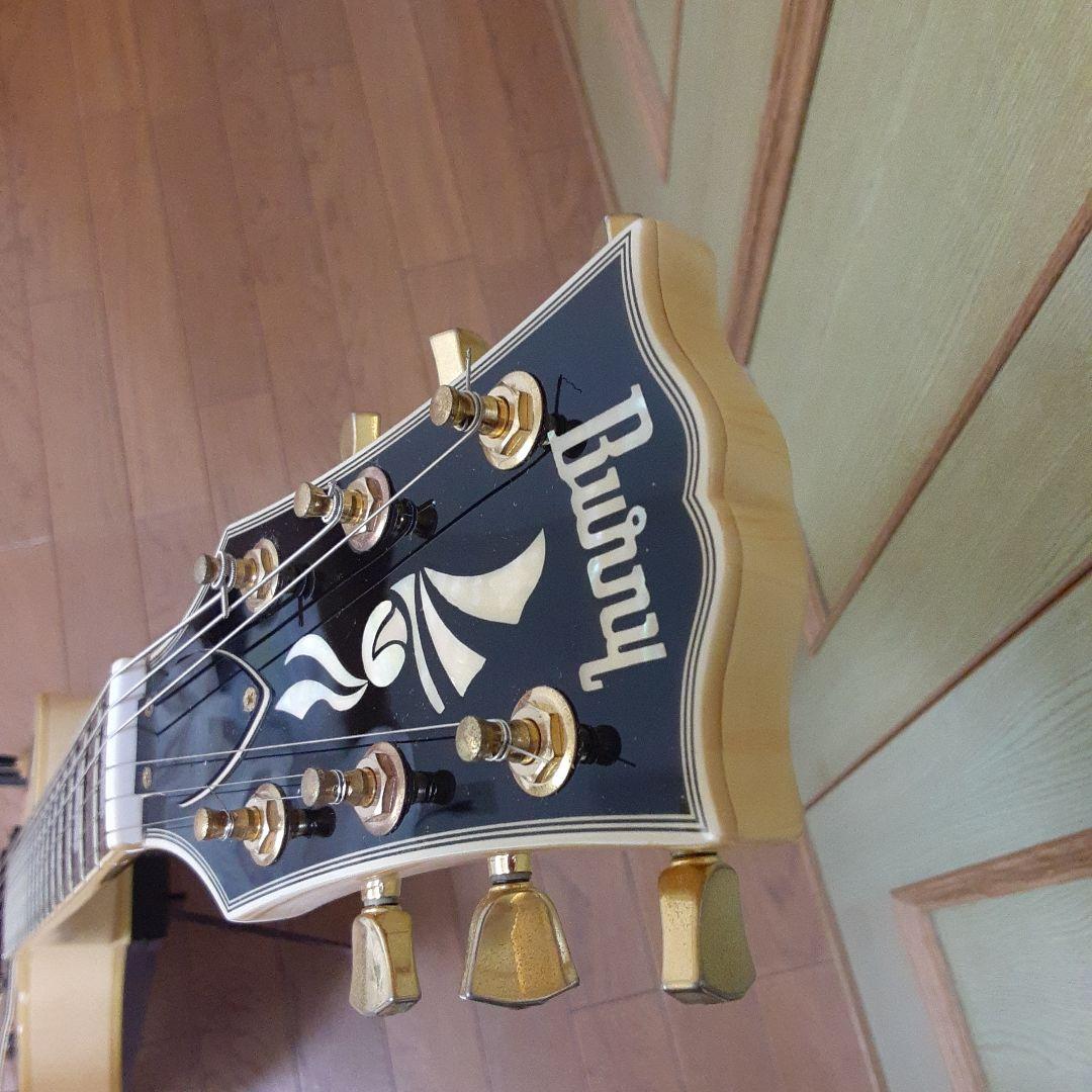 渋色　Burny レスポールエレキギター アイボリー　タッチペンあり