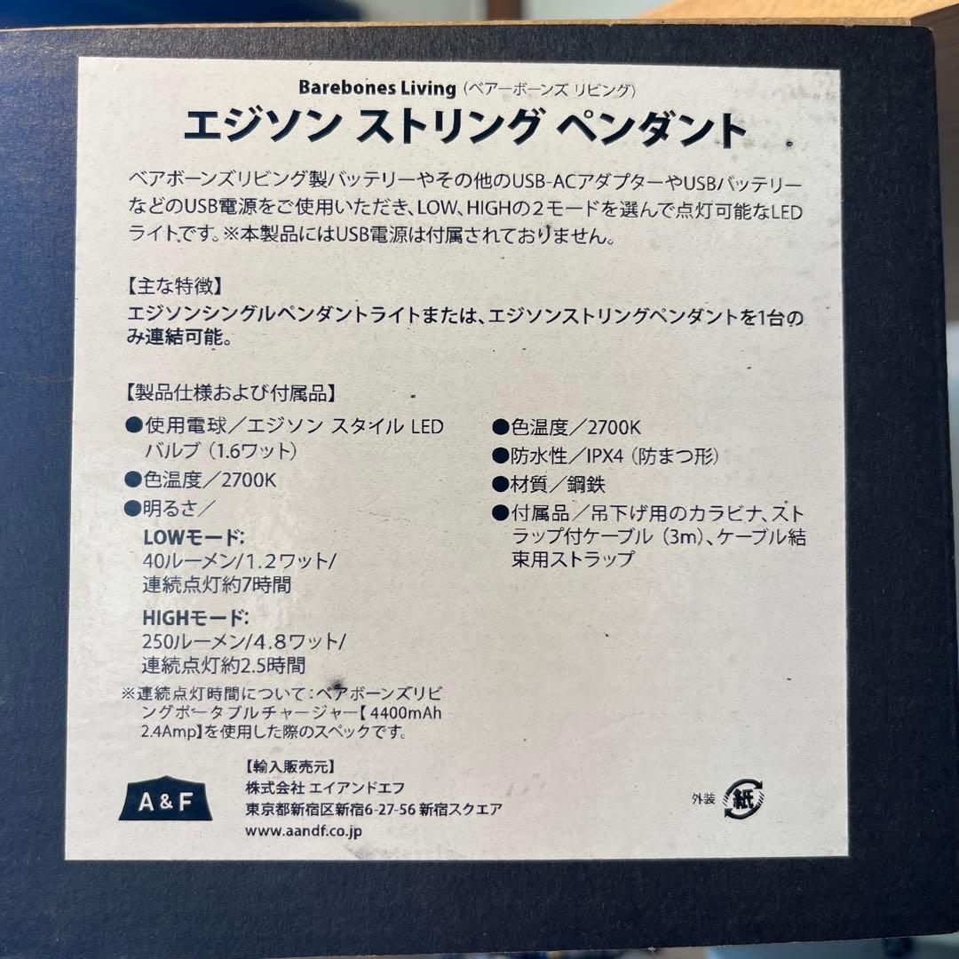 Barebones エジソンストリングライト【白】