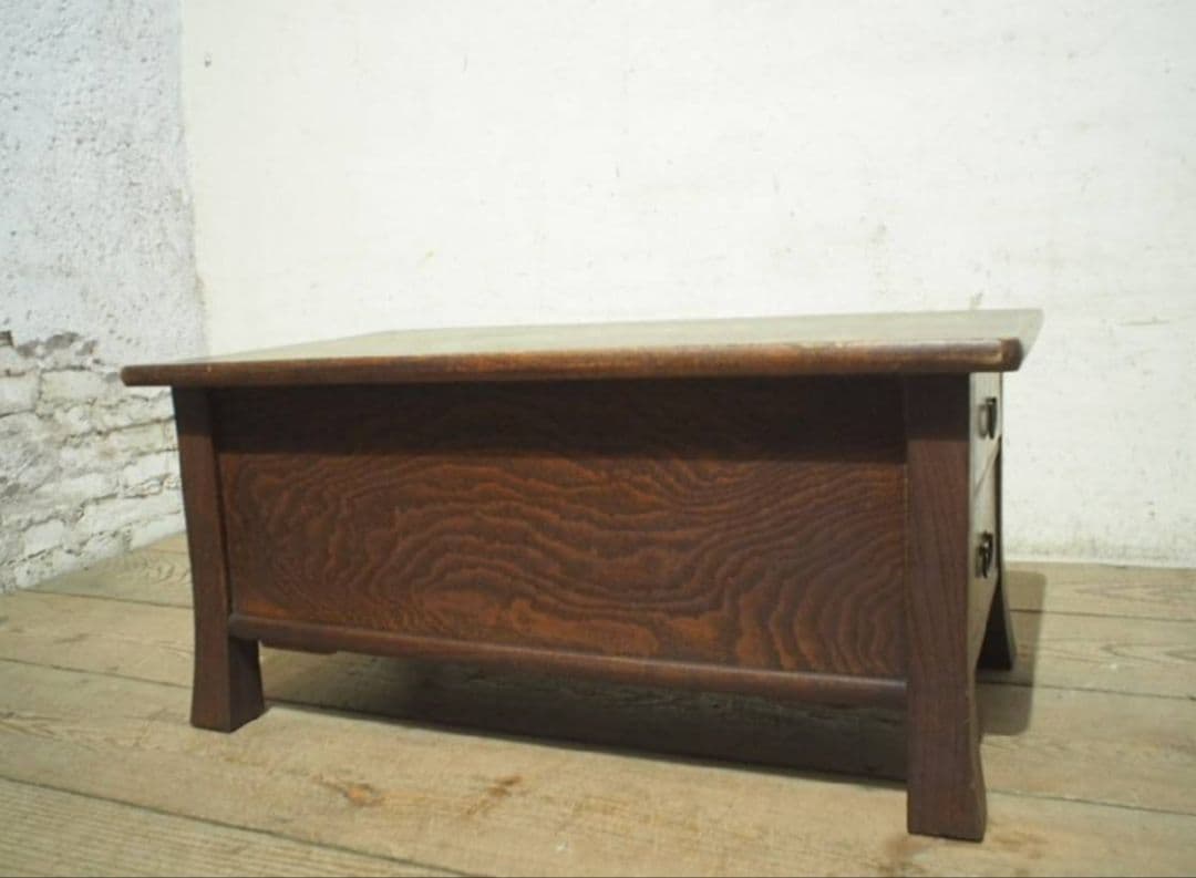 1080 アンティーク　両面収納のローテーブル　文机　陳列台　引き出し　レトロ