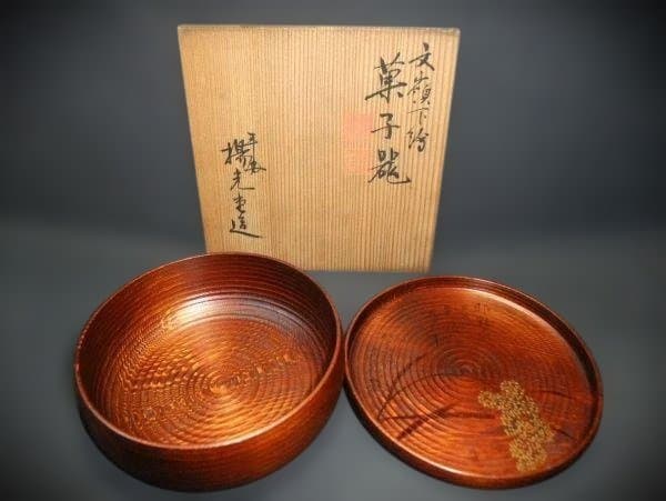 文嶺下絵 能「邯鄲の夢ハ粟飯 五十年（八十翁 文嶺)」大正６年 菓子器