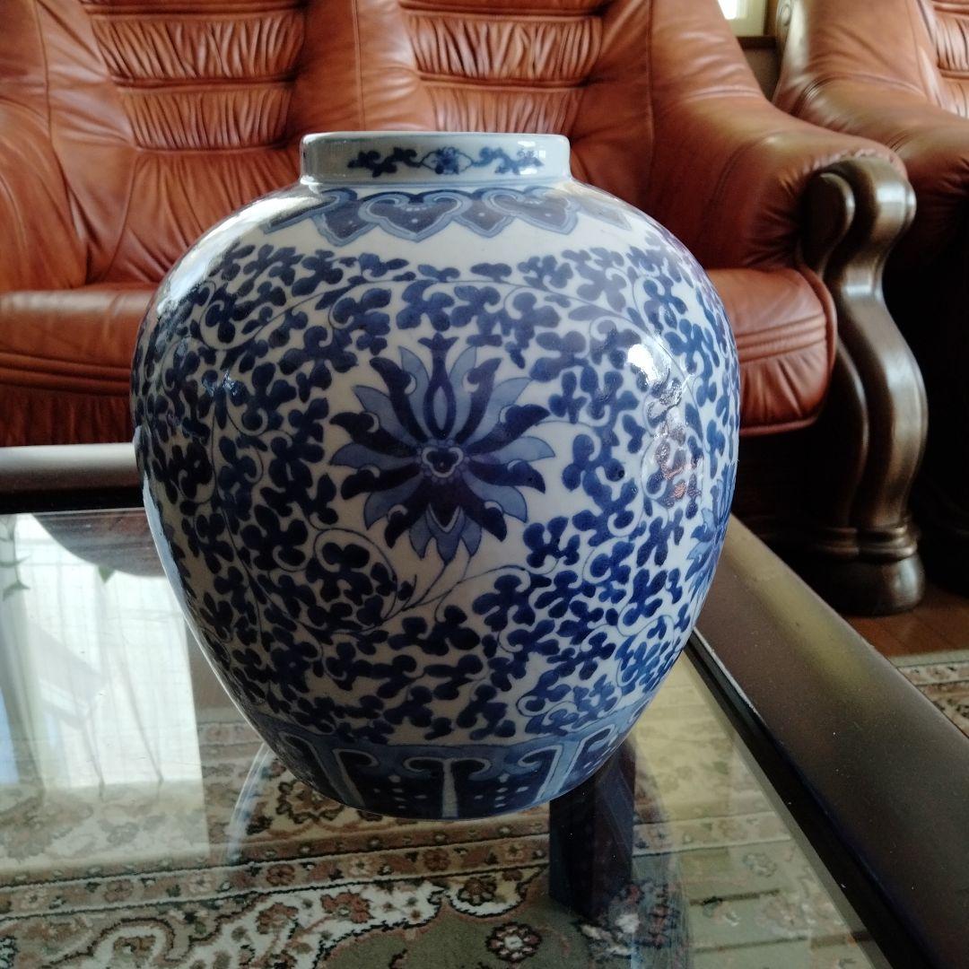 中国骨董旧家蔵七十年前旧蔵【染付青花大壺】中国江西景徳鎮输出名瓷日本输入在銘あり