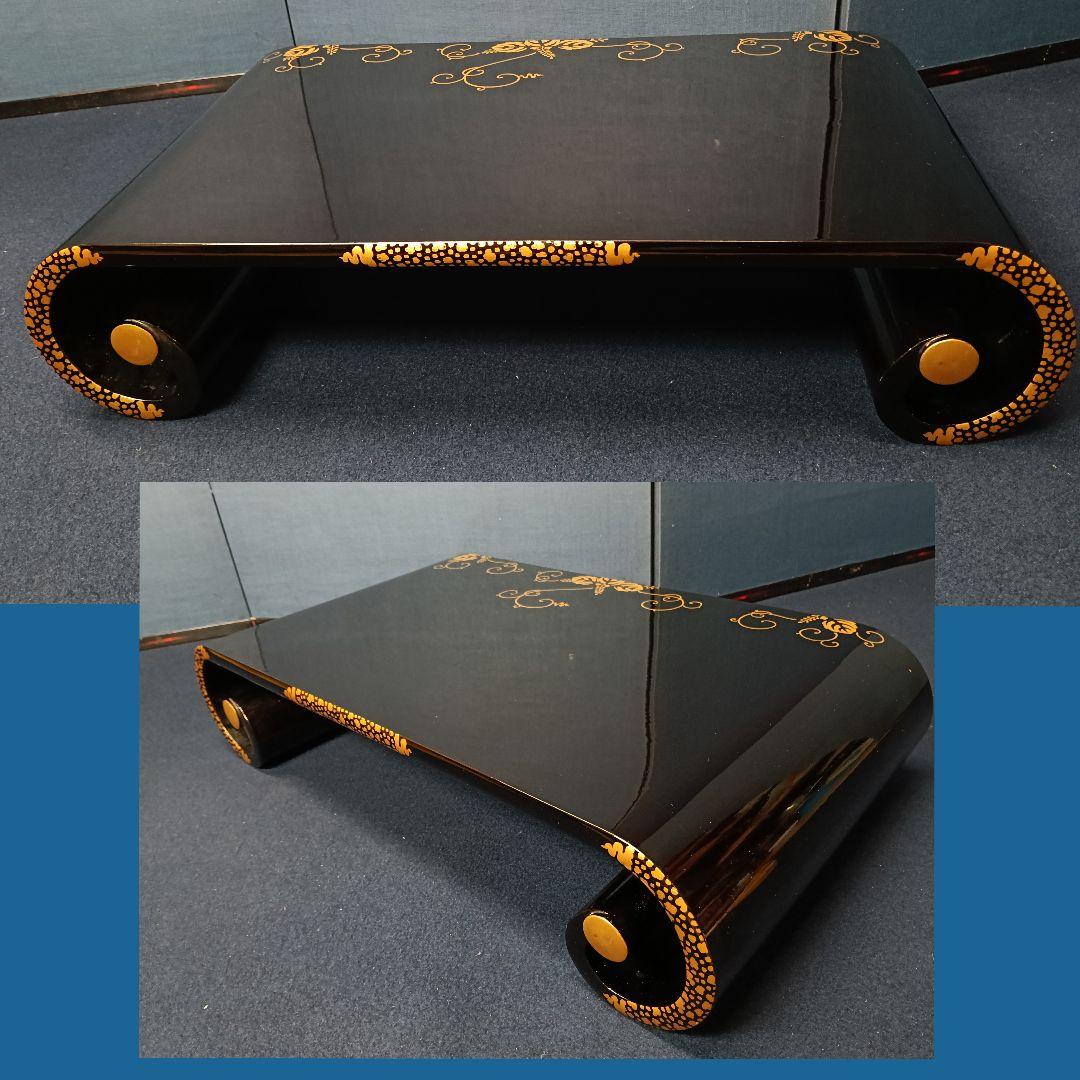 AO34 輪島塗 巻卓 蒔絵 草花蒔絵 花台 香炉台 飾台 木箱入