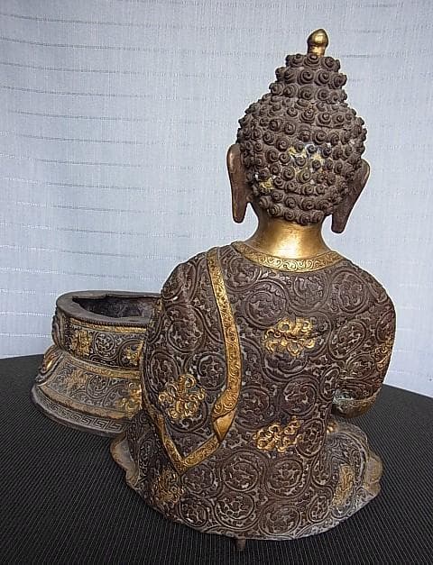 【U1401】古い仏像　高42㎝　お釈迦様　細密造　アンティーク