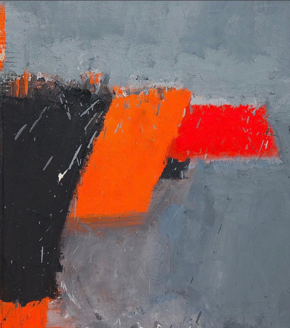 ヤニス・マルカントナキス 『港の風景 オレンジI』 油彩 キャンバス 額装