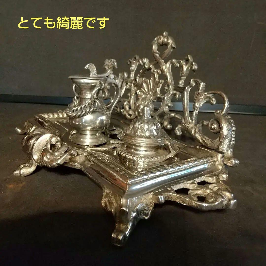 アンティークシルバープレート フランス製 ピッチャー英国製紋章、刻印 6ヶ所