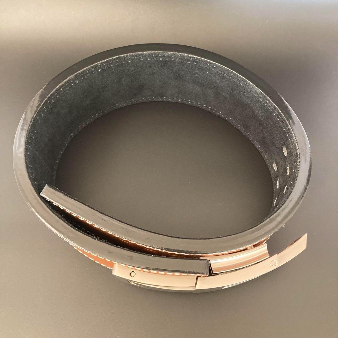 訳あり パワーリフティングベルト レバーアクション 本革 茶×マット銀 可変式