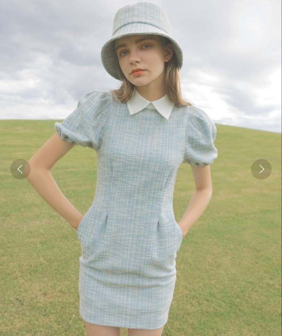 エイミーゴルフ　eimy golf カットツイードワンピース　サイズS　グリーン