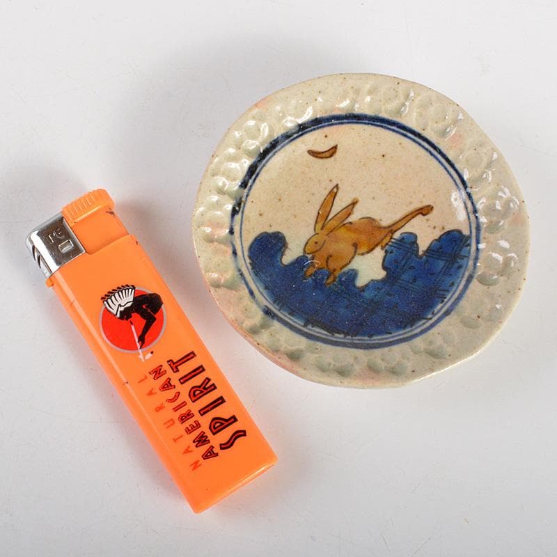 九谷焼　長谷川紀代造　色絵　うさぎ文　小皿　手塩皿　五客　共箱　M　6445