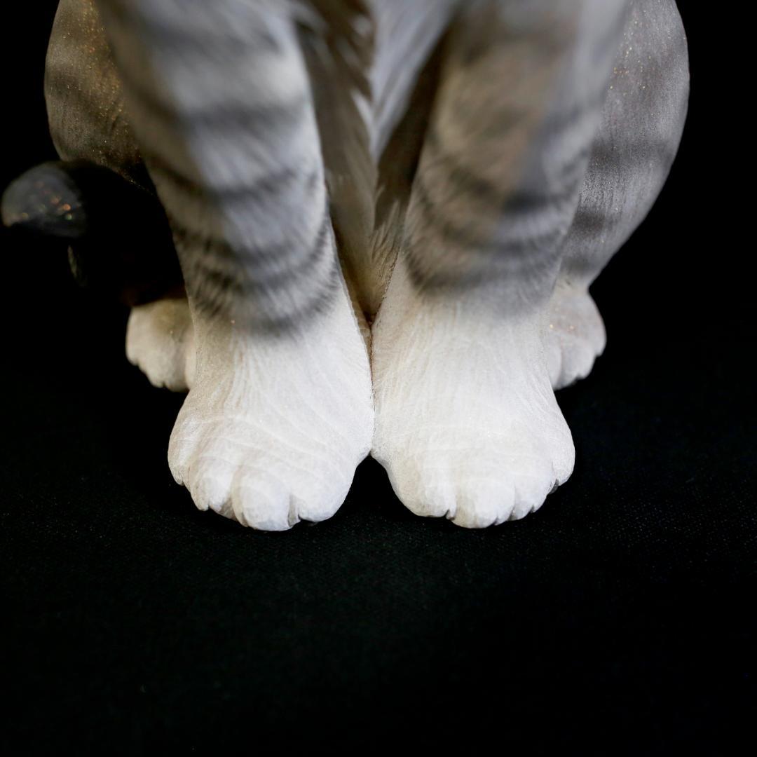 【レア美品】仔猫 子猫 長納魚竹 長納魚丈 彫刻 ネコ置物 箱あり 送料込み