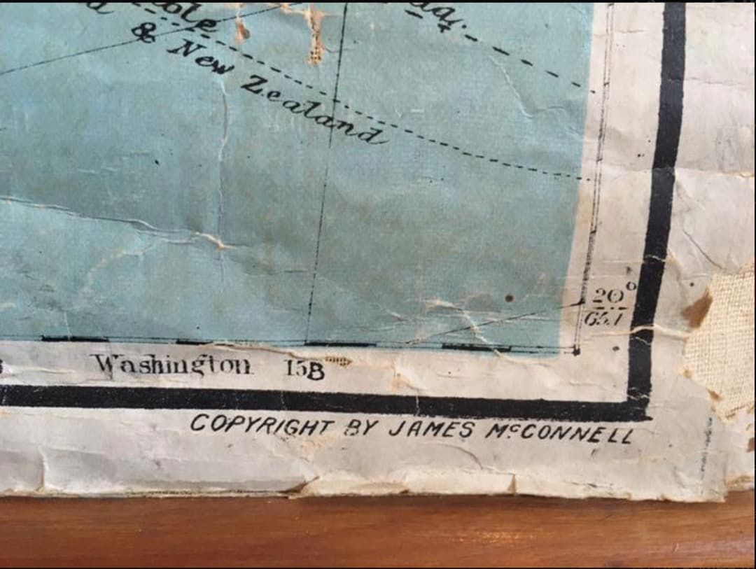 アンティーク大型 地図 マップ　アメリカ歴史教材地図 　アジアの近代史領地マップ