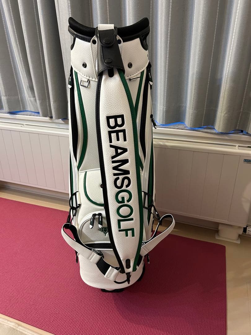 【美品】BEAMS GOLF ツアープロキャディバッグ ホワイト/グリーン