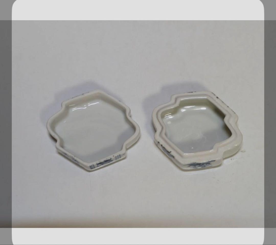 松皮菱香合　高野昭阿弥造　共箱　漁樵絵柄