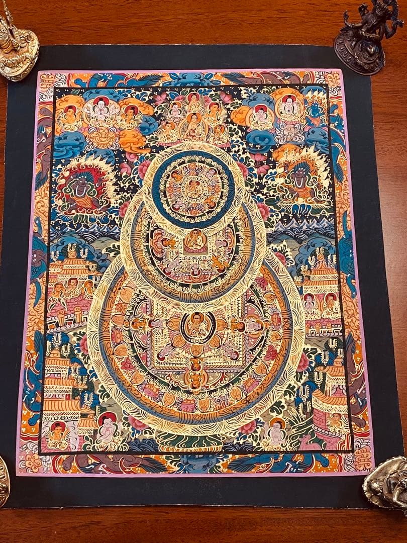 チベット密教 手描き曼荼羅（マンダラ）タンカ 新品・一点物 肉筆画 D4