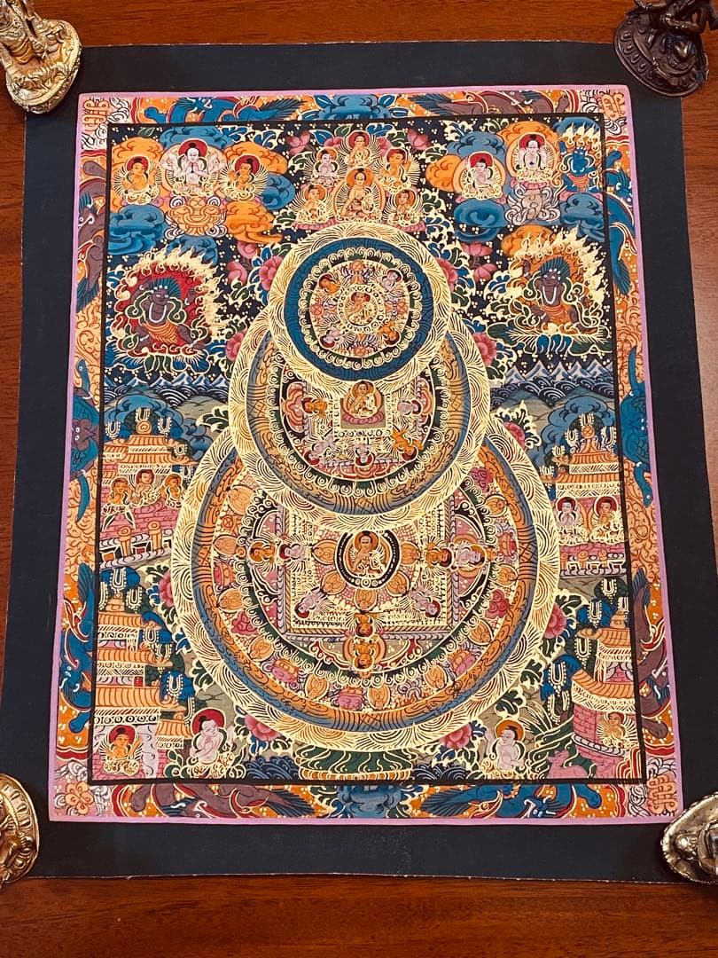 チベット密教 手描き曼荼羅（マンダラ）タンカ 新品・一点物 肉筆画 D4