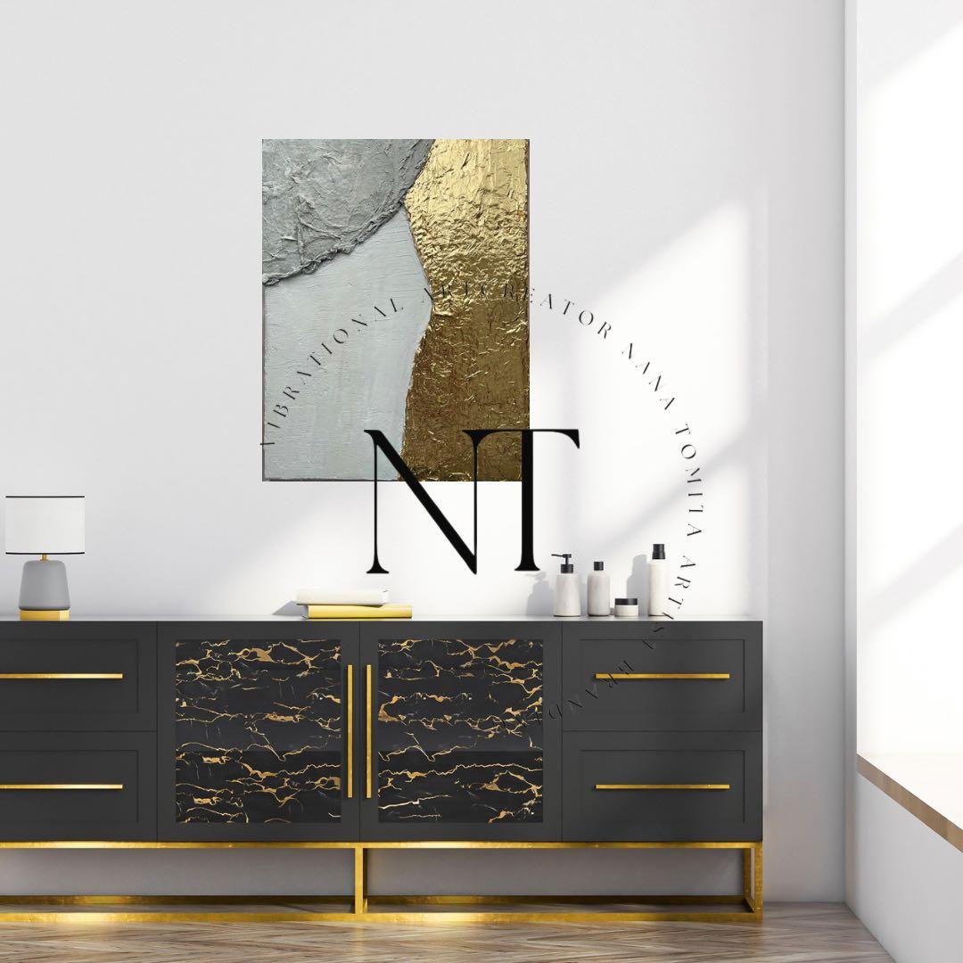 アート　絵画　インテリア海外　抽象画　モダン　ホテル　ギフト　金箔　ゴールド