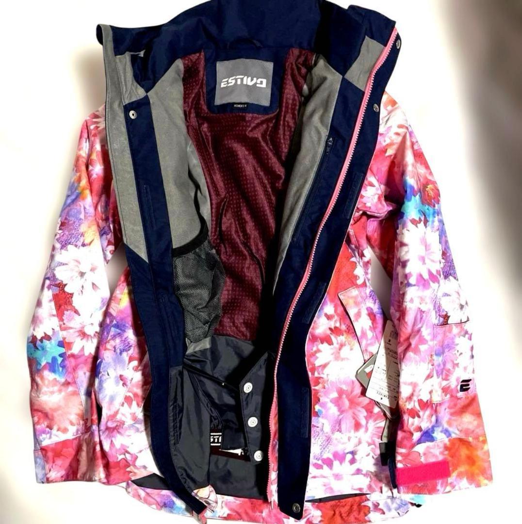 美品 原価3万 ESTIVO スノボウェア スノーボード 防水 M 花柄 ピンク