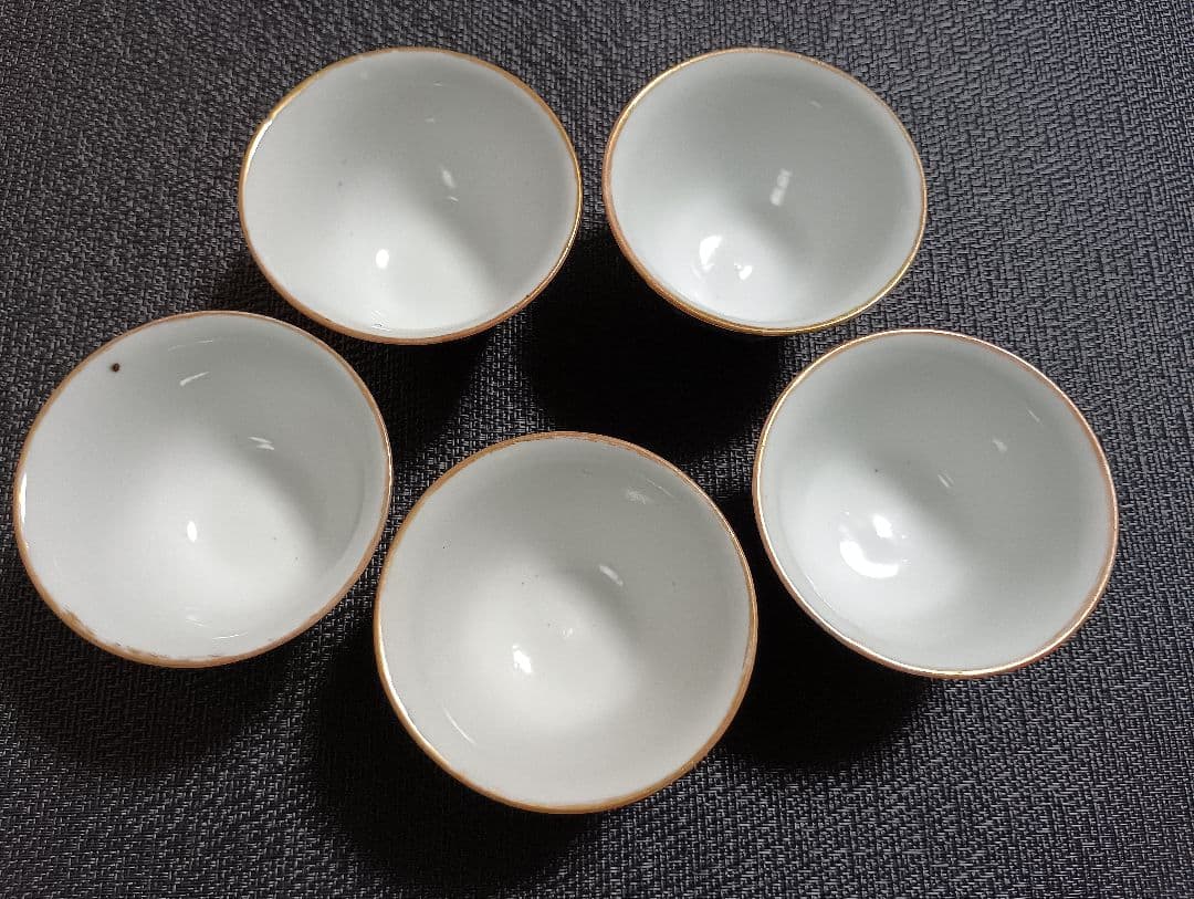 京山造　京焼　煎茶碗　 煎茶道具　 骨董 茶器 時代物　鳥居京山　染付　金彩