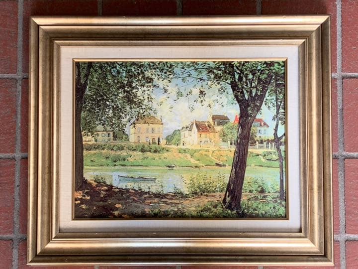 大幅値下げしました！シスレー　複製画「セーヌ川のほとり」額縁付