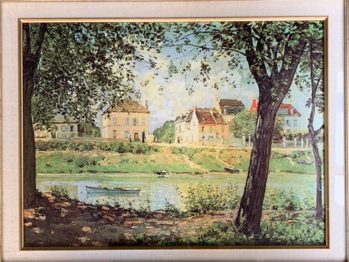 大幅値下げしました！シスレー　複製画「セーヌ川のほとり」額縁付