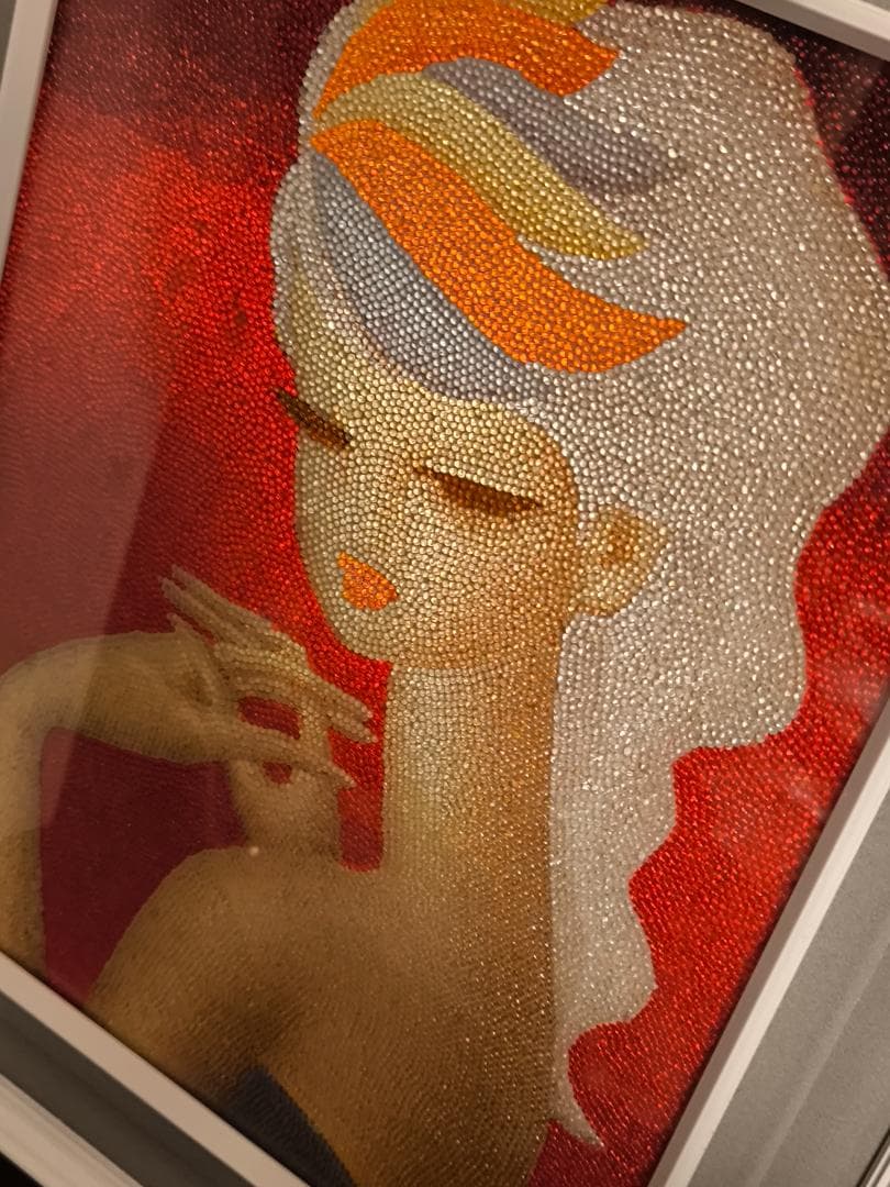 ビーズアート 東郷青児 現状品 額装 絵画 女性画 美人画 昭和レトロ