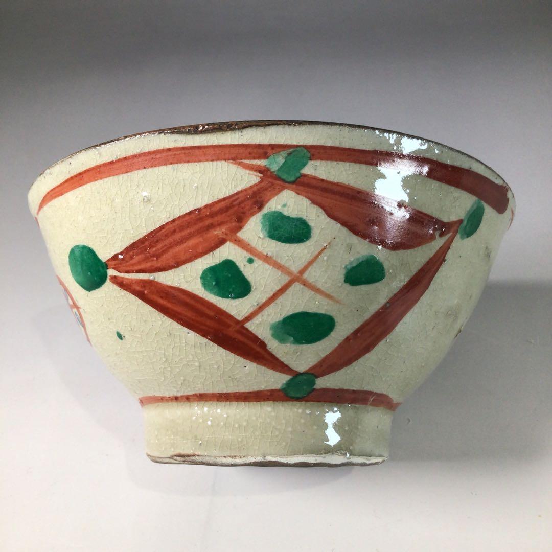 Ｓ１１５　茶碗　『琉球焼』『小橋川仁王造』『赤絵茶碗』　抹茶碗　共箱　茶道具