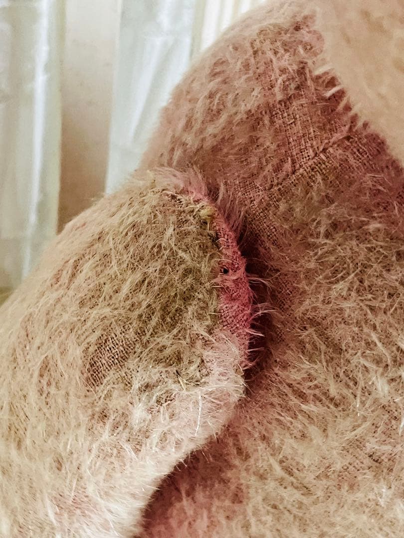 ドイツアンティークビンテージピンクテディベア ぬいぐるみベアビスクドールドレス