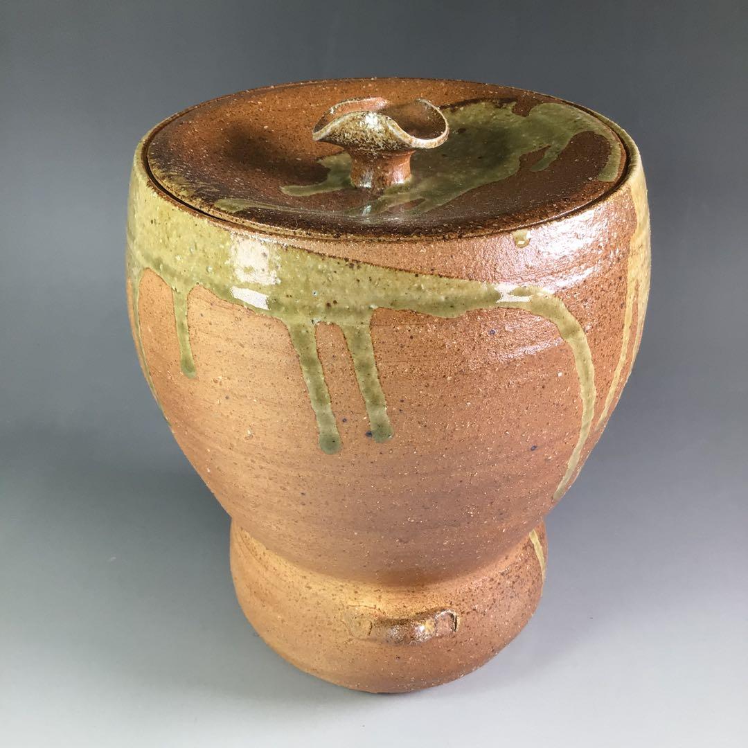 Ｒ５３５　水指　『松古窯　佐久間勝山造』『耳付』『瓢形水指』　共箱　茶道具