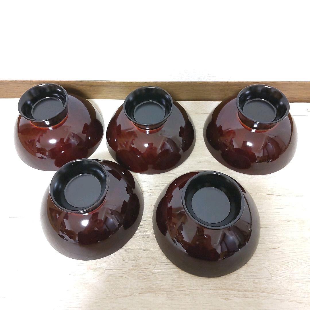 お値下げしました、柏に団栗　蒔絵　吸物椀　5客組