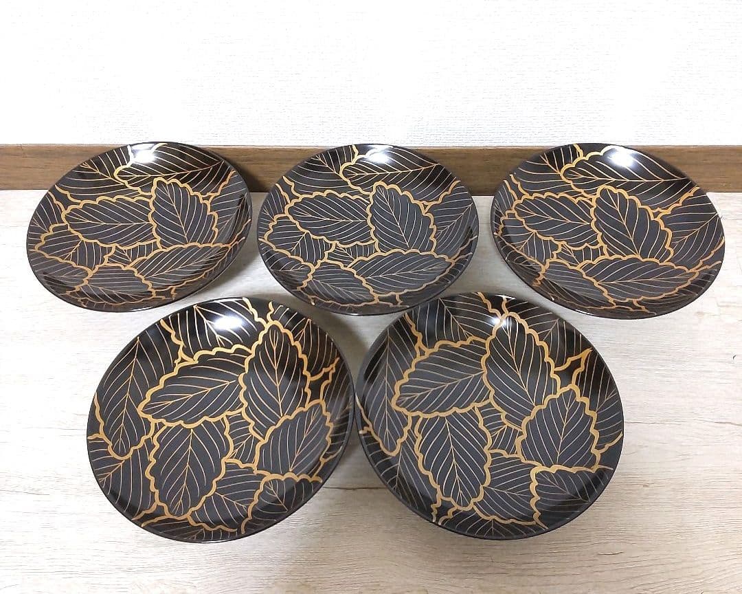 お値下げしました、柏に団栗　蒔絵　吸物椀　5客組