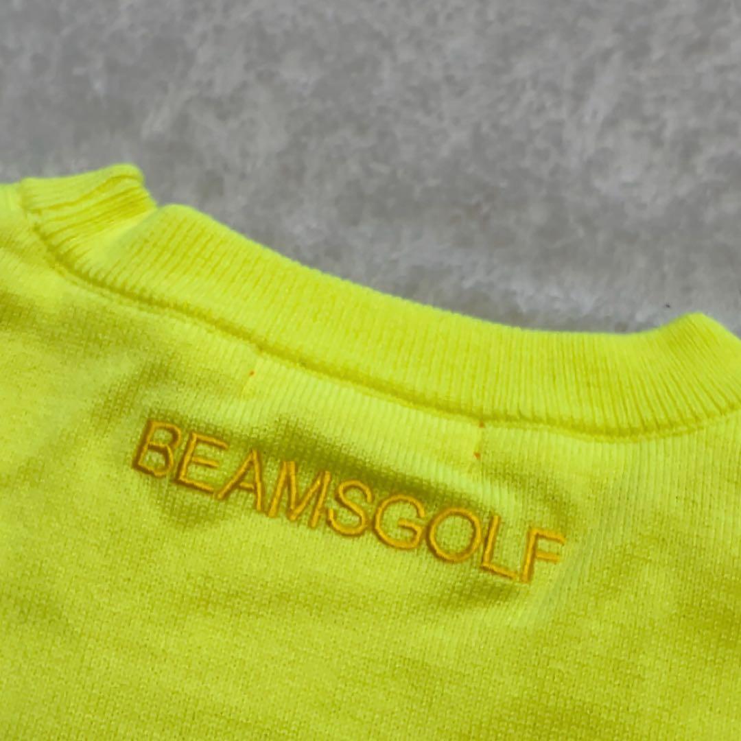 新品　ビームスゴルフ　セーター　防風　ニット 裏地付　蛍光　ネオン　イエロー