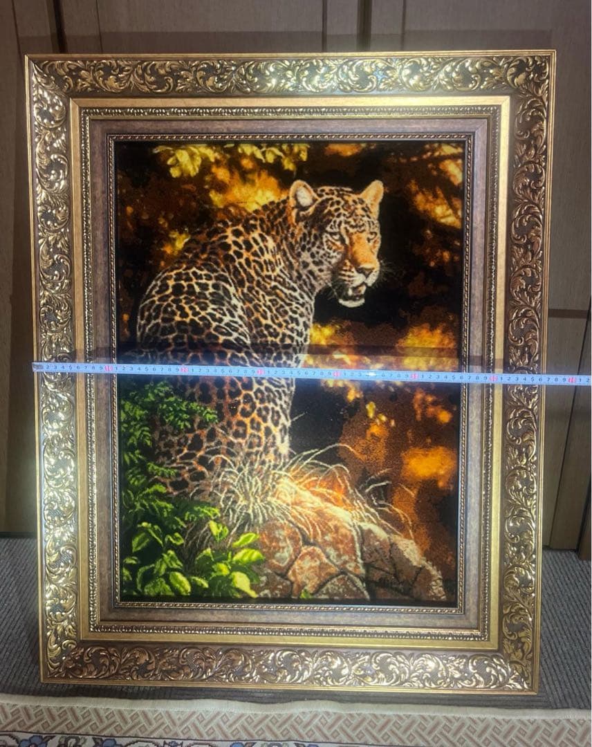 ペルシャ絨毯　絵画絨毯　手織り　タペストリー　横495✖️縦675㎜