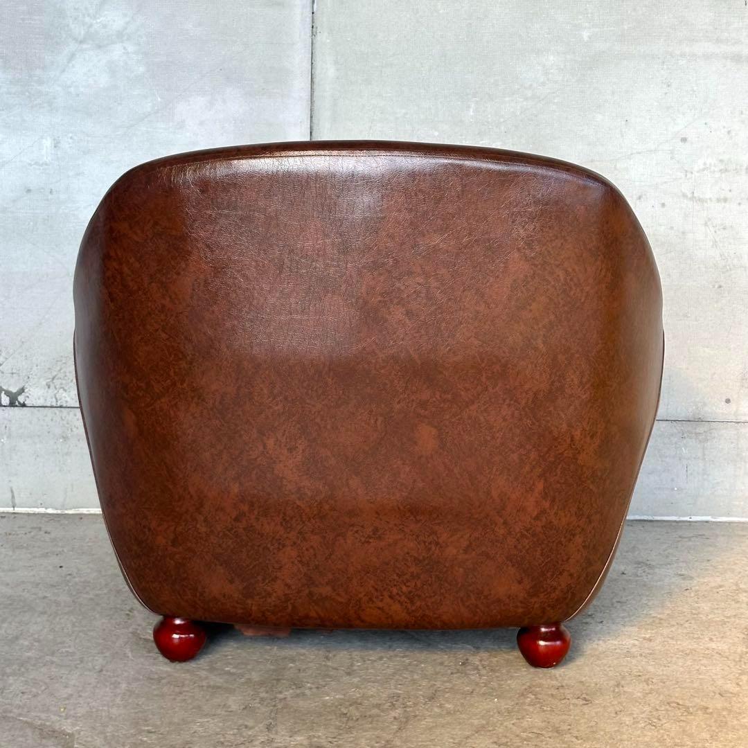 ✦70s✦チェスターフィールド調 PUレザー 1人掛けソファ　アンティーク