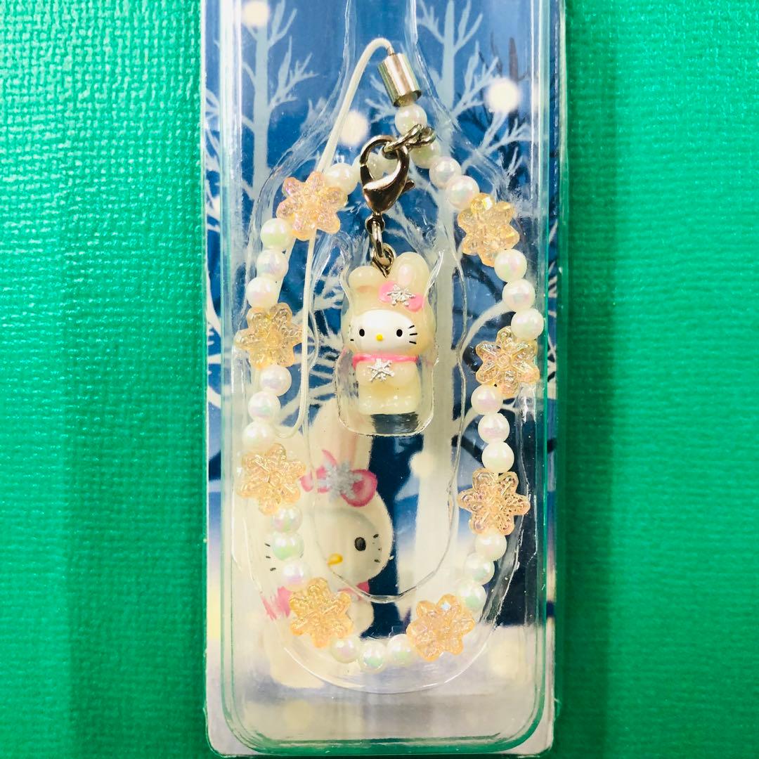 2001年製 激レア★ハローキティ 北海道限定 雪うさぎ 結晶ビーズストラップA